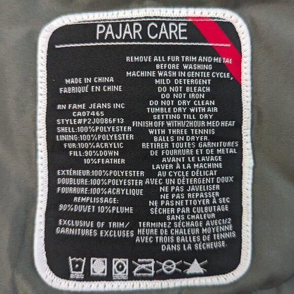 PAJAR CANADA Green Camo Feather Down Faux Fur Parka Sherpa S - Picture 8 of 9